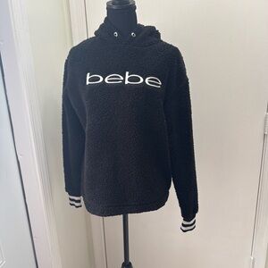 Bebe Black Sherpa Women's Turtleneck Sweater